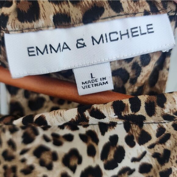 Emma & Michele Womens Animal Print Tie Waist Long Jumpsuit Size L - Picture 4 of 6